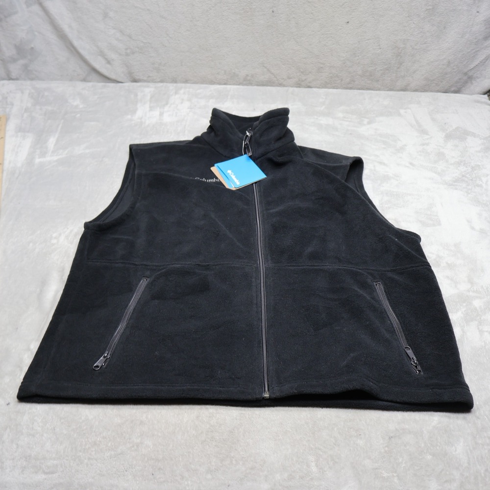 Columbia Vest Mens XL Black Cathedral Peak Fleece Full Zip Casual Outdoor NEW